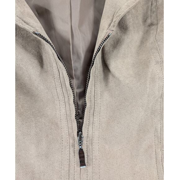 Studio Works Jacket Women's 4p Faux Suede Beige Riding Zip Lined Pockets Classic - Picture 4 of 12